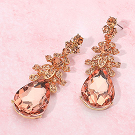 Glass Crystal Teardrop Accented Evening Earrings