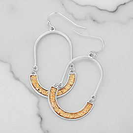 Linked Open Metal Oval Dangle Earrings