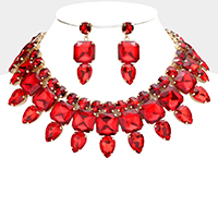 Multi Stone Cluster Evening Necklace