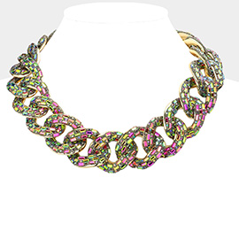 Stone Embellished Chunky Chain Necklace