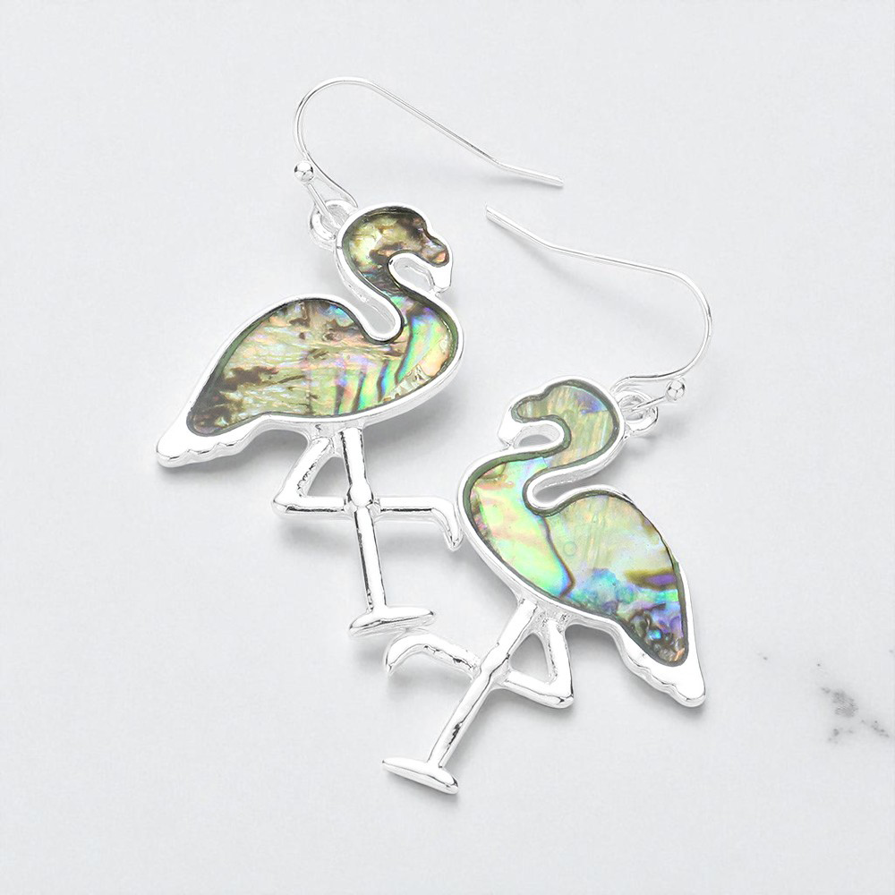 Abalone Flamingo Dangle Earrings
