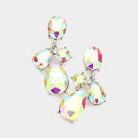 Multi Stone Link Dangle Evening Earrings