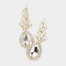 Teardrop Stone Accented Dangle Evening Earrings