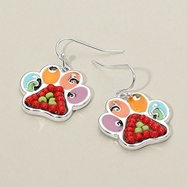 Seed Bead Embellished Paw Dangle Earrings