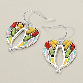 Seed Bead Embellished Wing Dangle Earrings