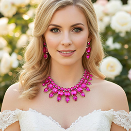 Multi Stone Cluster Evening Necklace