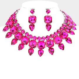 Multi Stone Cluster Evening Necklace
