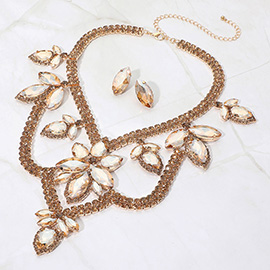 Teardrop Marquise Stone Accented Draped Evening Necklace