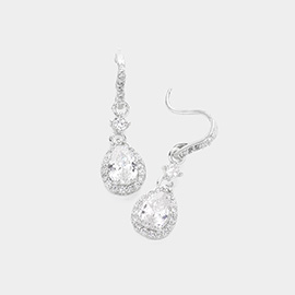 CZ Teardrop Dangle Evening Earrings