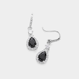 CZ Teardrop Dangle Evening Earrings