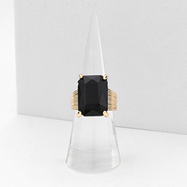Emerald Cut Stone Adjustable Ring