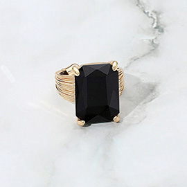 Emerald Cut Stone Adjustable Ring