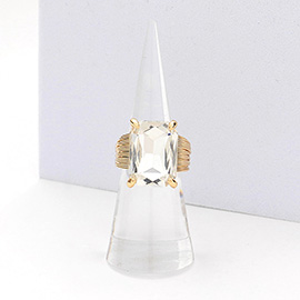 Emerald Cut Stone Adjustable Ring