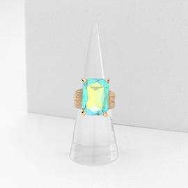 Emerald Cut Stone Adjustable Ring