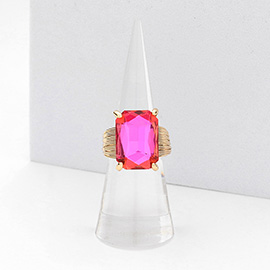 Emerald Cut Stone Adjustable Ring