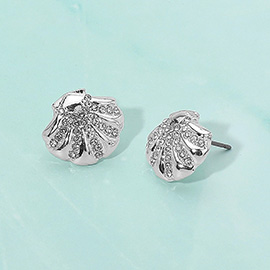 Rhinestone Embellished Shell Stud Earrings