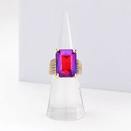 Emerald Cut Stone Adjustable Ring
