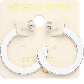 14K White Gold Dipped 1.25 Inch Metal Hoop Earrings