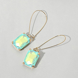 Emerald Cut Stone Dangle Evening Earrings