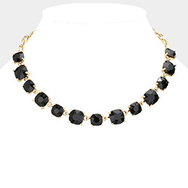 Cushion Square Stone Link Evening Necklace