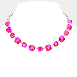 Cushion Square Stone Link Evening Necklace