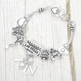 I Love LV Message Charm Multi Bead Bracelet