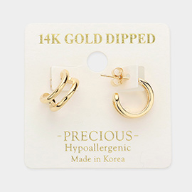 14K Gold Dipped Open Mini Hoop Earrings