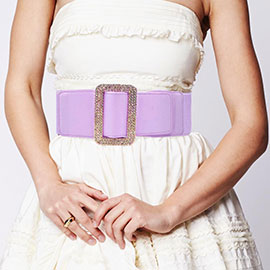 Stone Embellished Open Rectangle Elastic Belt