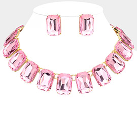 Emerald Cut Stone Link Evening Necklace