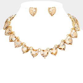 Heart Stone Link Evening Necklace