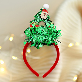 Santa Claus Pointed Tinsel Christmas Tree Headband