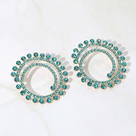 Stone Cluster Swirl Round Evening Earrings