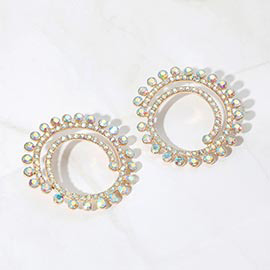 Stone Cluster Swirl Round Evening Earrings