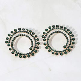 Stone Cluster Swirl Round Evening Earrings