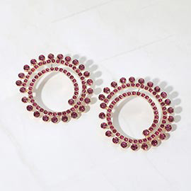Stone Cluster Swirl Round Evening Earrings