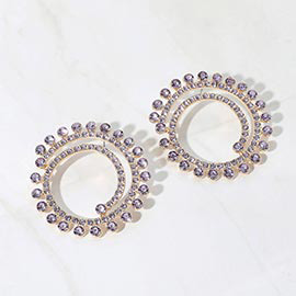 Stone Cluster Swirl Round Evening Earrings