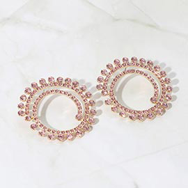 Stone Cluster Swirl Round Evening Earrings