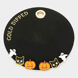 Secret Box _ Gold Dipped Ghost Cat Pumpkin 3Pairs Stud Earrings