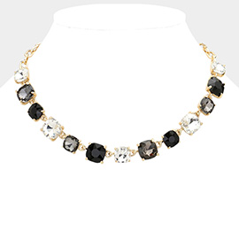 Cushion Square Stone Link Evening Necklace