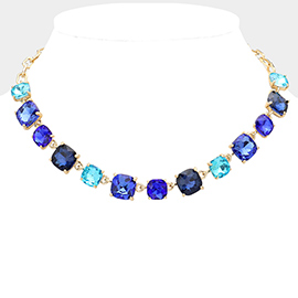 Cushion Square Stone Link Evening Necklace