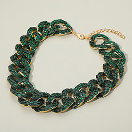 Stone Embellished Chunky Chain Necklace