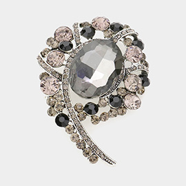 Oval Accented Bubble Stone Cluster Pin Brooch