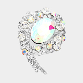 Oval Accented Bubble Stone Cluster Pin Brooch