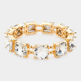Cushion Square Stone Stretch Evening Bracelet
