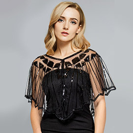 Sequin Embellished Cape Shawl