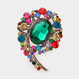 Oval Accented Bubble Stone Cluster Pin Brooch
