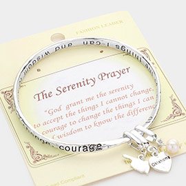 The Serenity Prayer Message Oklahoma Heart Pearl Bangle Braelet
