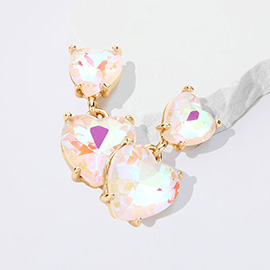 Heart Stone Cluster Dangle Earrings