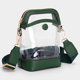 Solid Faux Leather Transparent Crossbody Bag