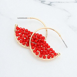 Faceted Beaded Hoop Earrings